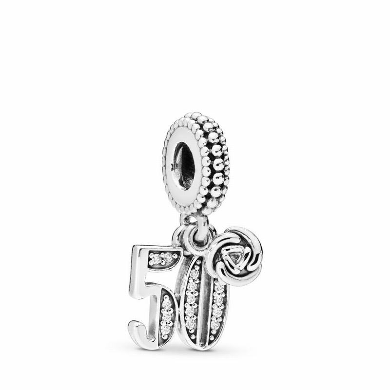 Pandora 50 Years Of Love Dangle Charm Ireland - Sterling Silver/Cubic Zirconia - 375296HYZ